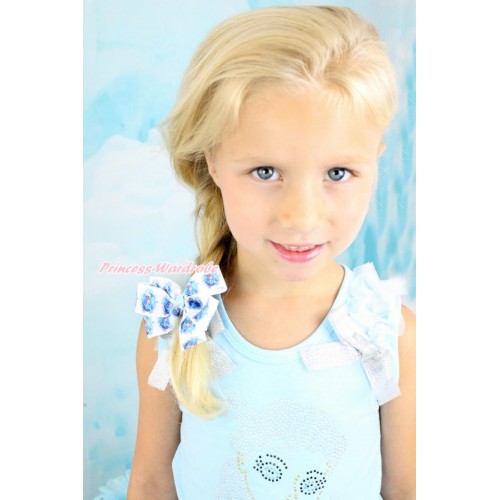 Frozen Princess Elsa Ribbon Bow Hair Clip H869